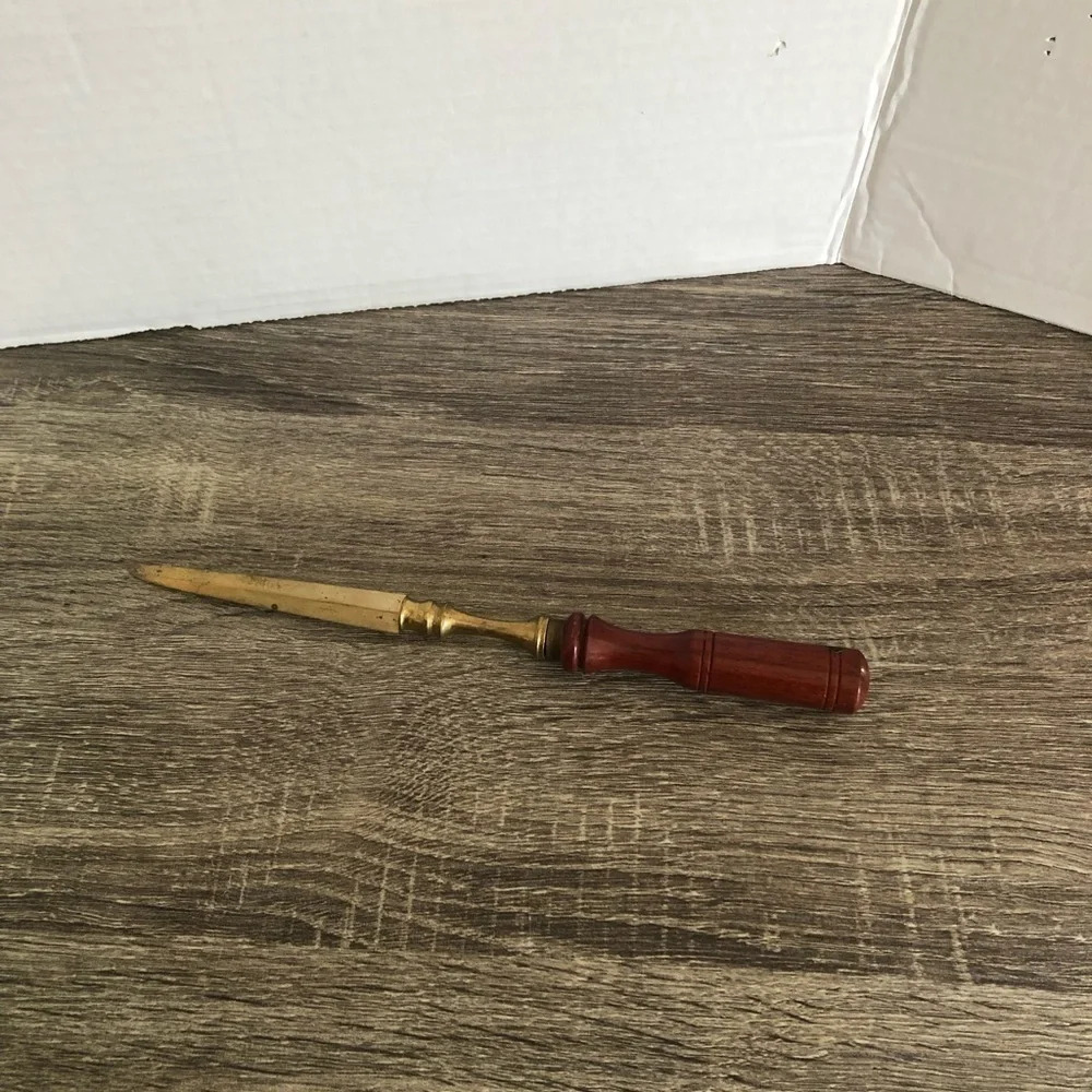 Vtg Brass and Wood Letter Opener